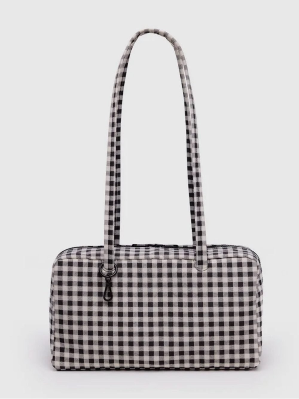 BAGGU Black and White Gingham Bowler Bag